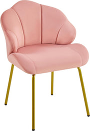 Velvet Accent Tub Chair Pink Shell Back Metal Legs Vanity Bedroom