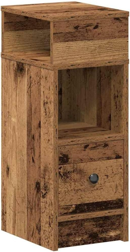 Set of 2 Rustic Wood Bedside Tables with Drawer & Shelves | Vintage Nightstands