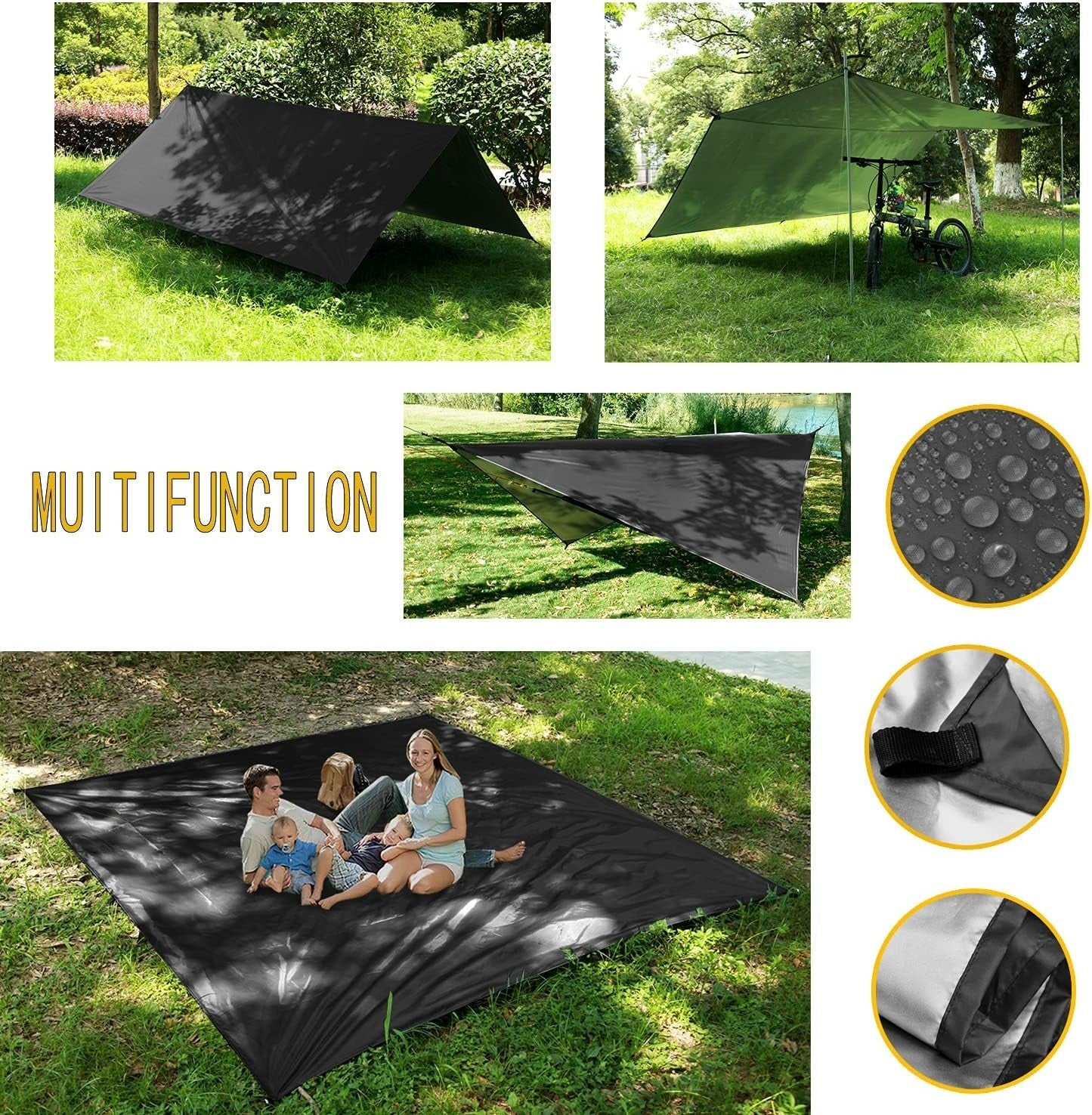 Waterproof Camping Hammock with Rain Tarp & Mosquito Net, Lightweight Tent Bed