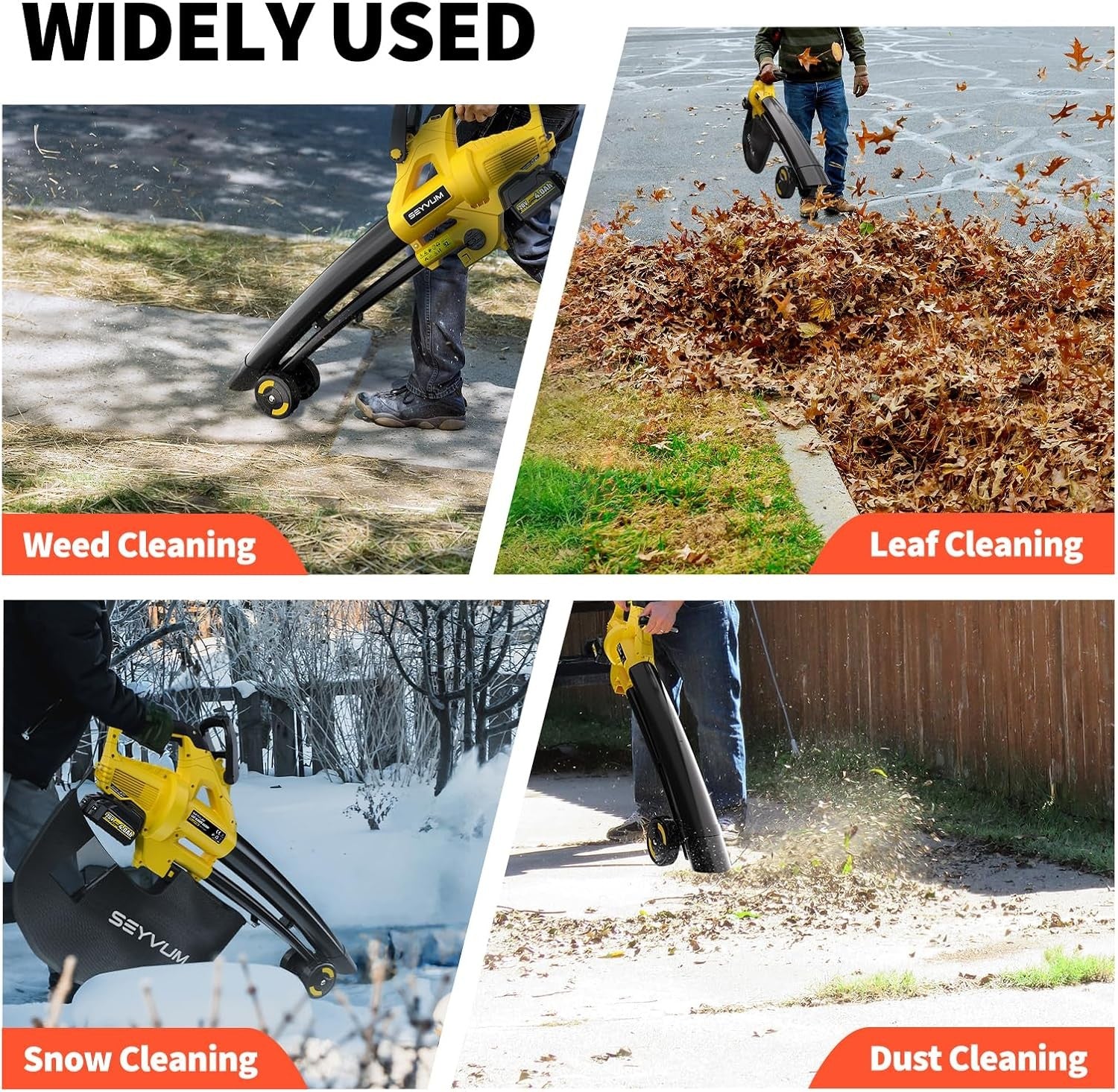 40V Cordless Leaf Blower Vacuum Mulcher 3-in-1 45L Bag Adjustable Speed