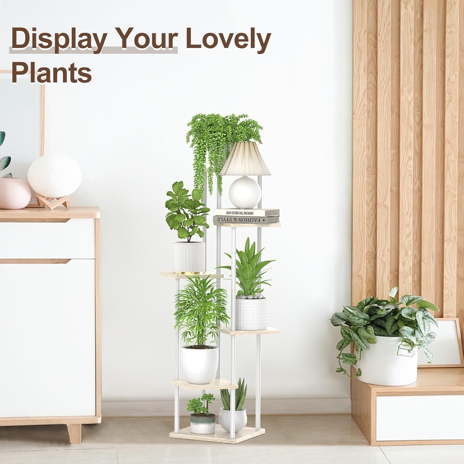 6 Tier Tall Metal Plant Stand Indoor Outdoor Corner Flower Pot Display Rack Whit