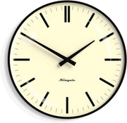 Retro Wall Clock Silent Non-Ticking 33cm Metal Frame Domed Glass Black