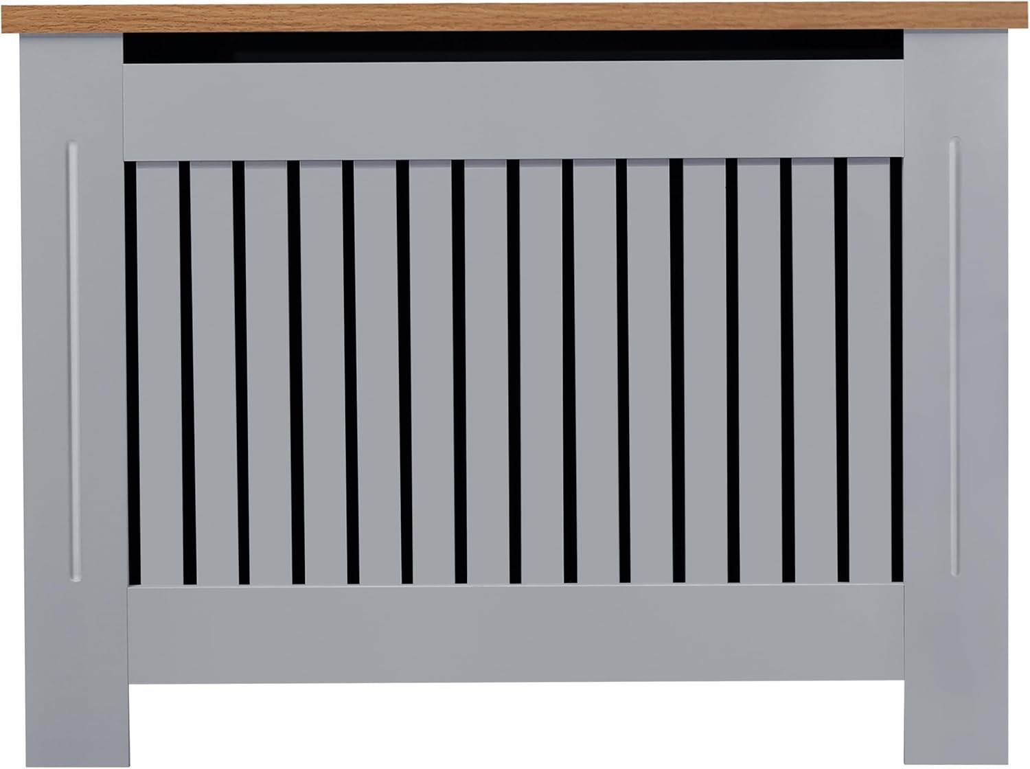 Modern Radiator Cover Medium Grey Oak Top | MDF Slatted Heating Cabinet Shelf