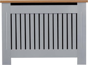Modern Radiator Cover Medium Grey Oak Top | MDF Slatted Heating Cabinet Shelf