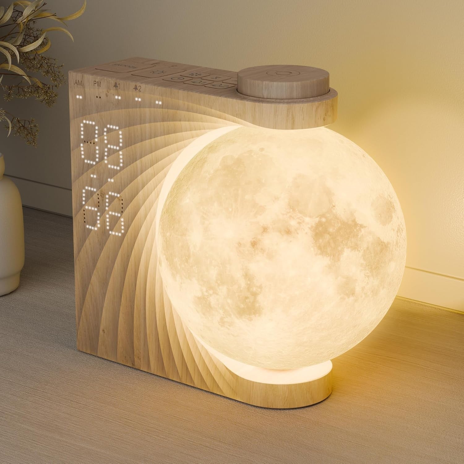 Sunrise Alarm Clock Wake Up Light Moon Lamp White Noise Night Light