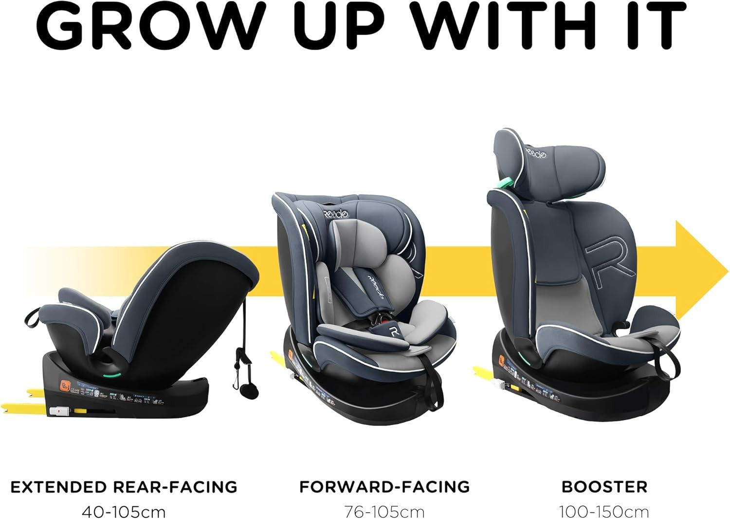 360° ISOFIX i-Size Child Car Seat 40–150cm Birth–12Y Rear Forward Facing