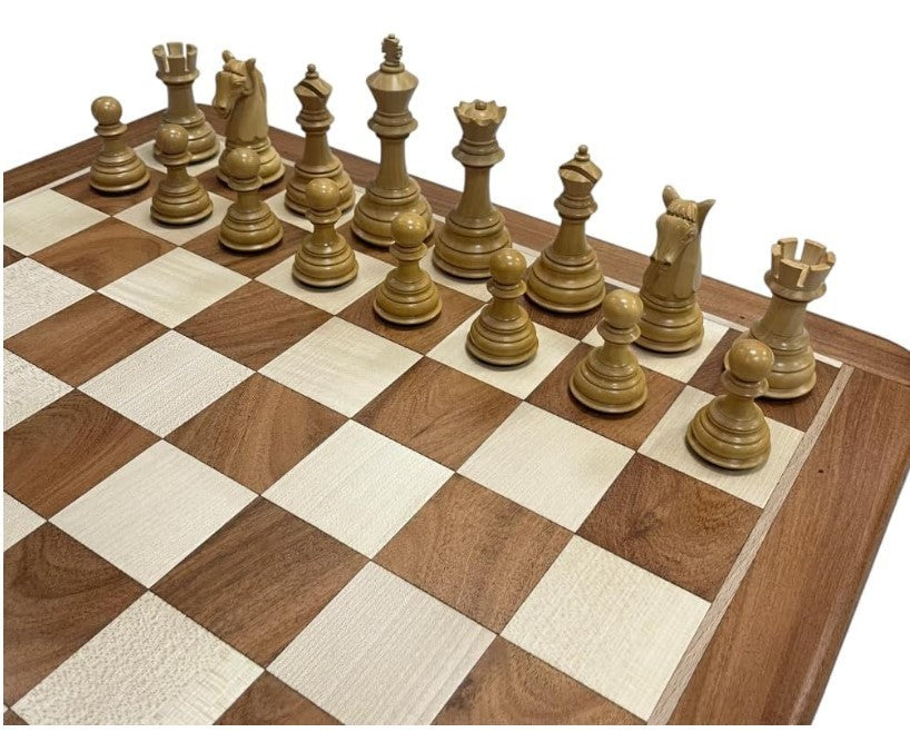 Luxury Ebony Chess Set 4.5" King with Velvet-Lined Storage Box Gift Set