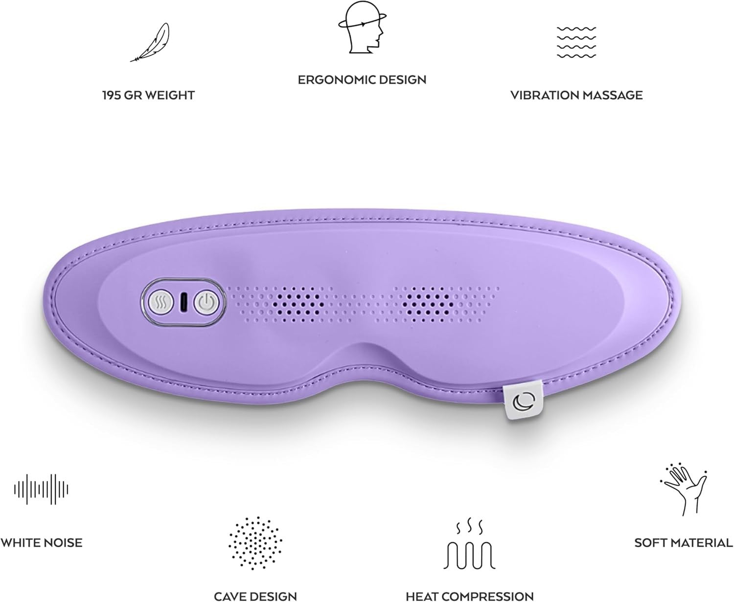 Ergonomic Heated Eye Massager Vibration Wraparound Travel Use