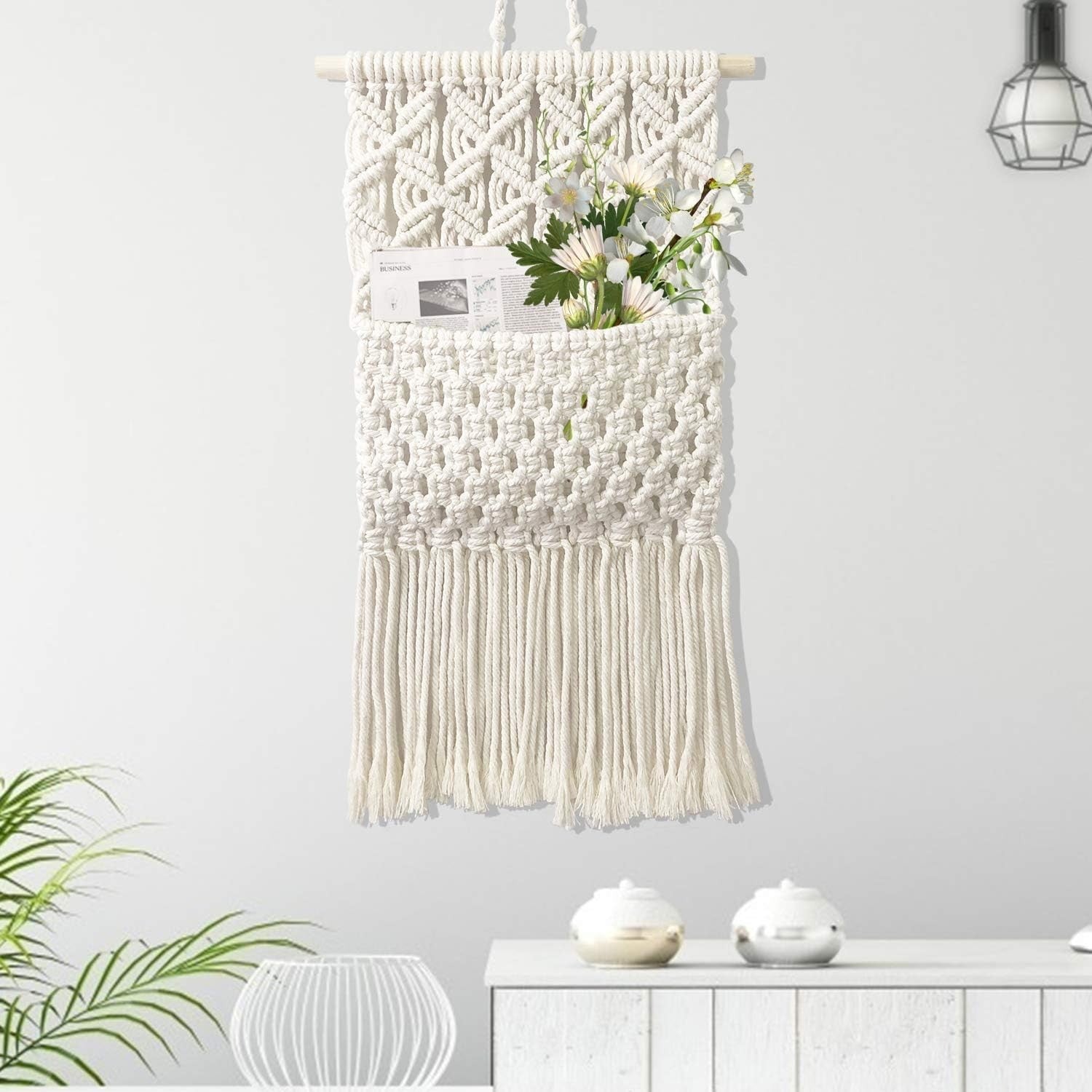 Macrame Wall Hanging Tapestry 30x53cm Boho Cotton Decor