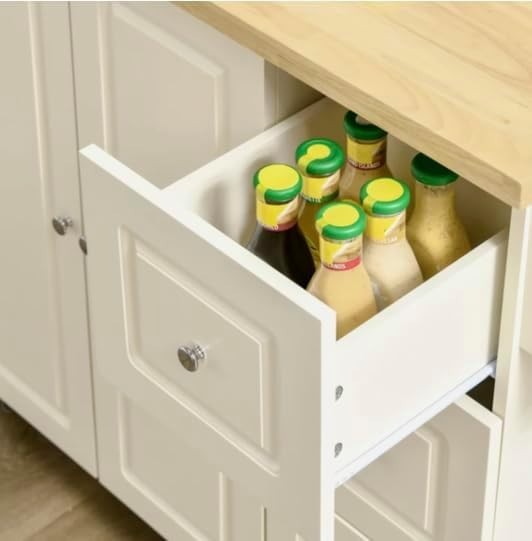 Kitchen Island Trolley with Drop Leaf & Drawer White 111.5x45-75x89cm