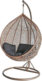 Outdoor Hanging Rattan Egg Chair Swing Seat UV Resistant Wicker with Cushion