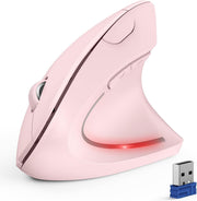 Vertical Ergonomic Wireless Mouse 4800 DPI Silent 6 Button Pink