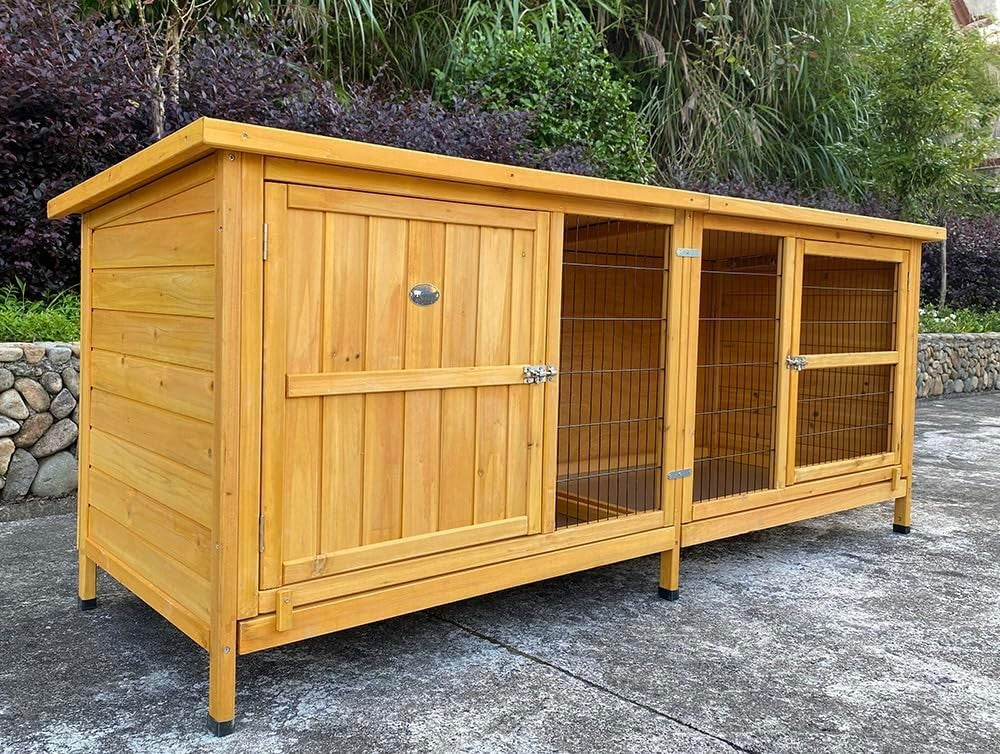 XXL Rabbit Hutch Predator Resistant Wooden Cage Large Outdoor Indoor