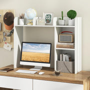 3-Tier Desktop Hutch Bookshelf Space-Saving Desk Organizer Shelf White