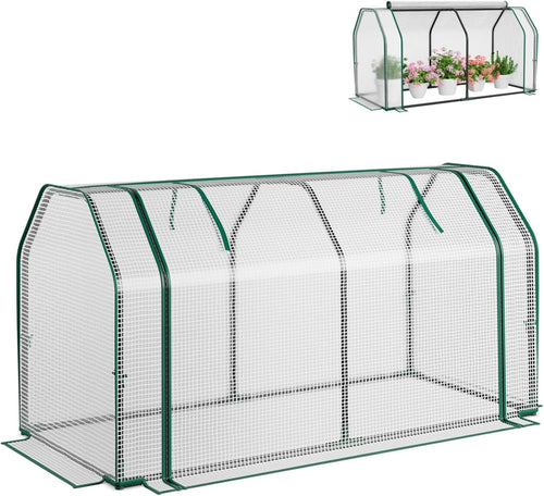 Mini Greenhouse Tunnel with PE Cover & Steel Frame for Plants Herbs Veg