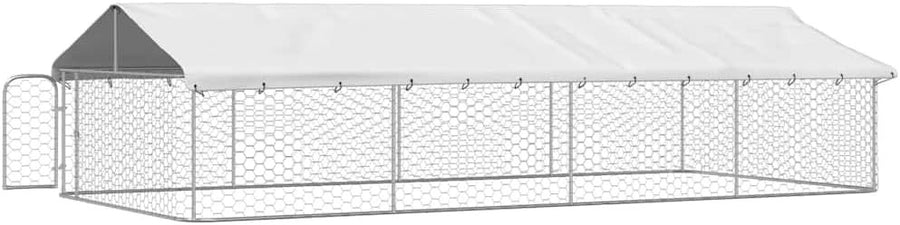 XL Outdoor Dog Kennel 600x300x150cm – Roof, Mesh Sides, Lockable Door, Steel