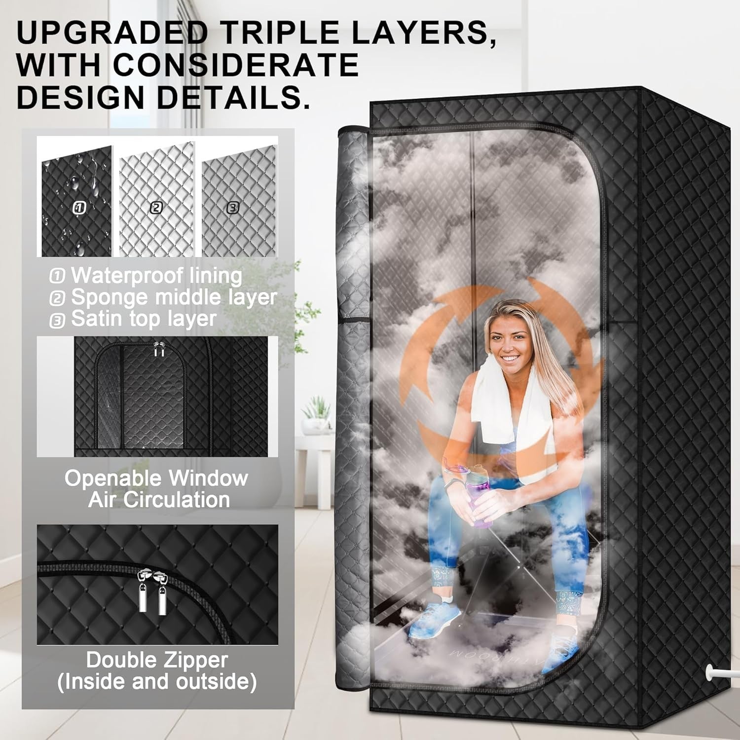 Portable Steam Sauna Tent Home Spa XL Full Body Detox Steamer 2.6L 1500W Fast