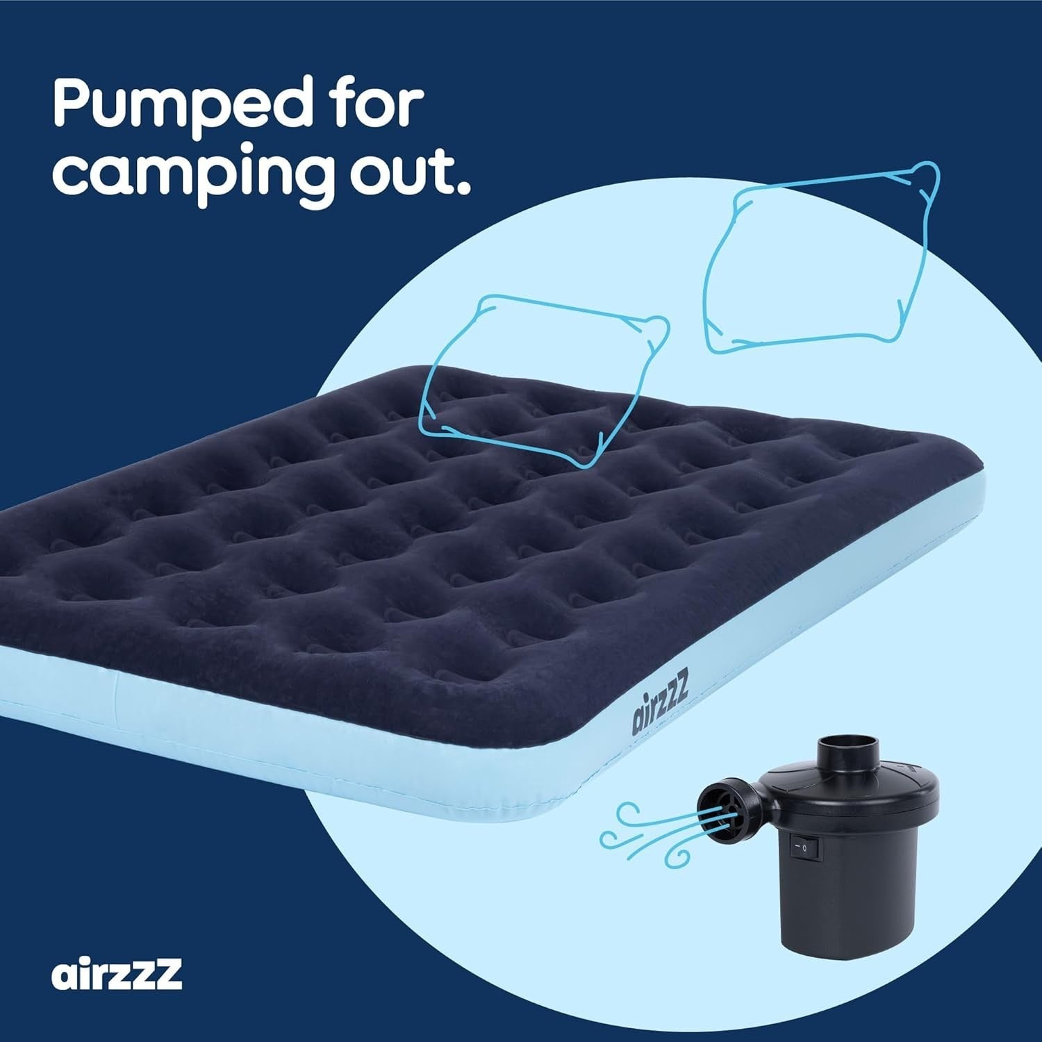 Double Airbed with Pump – Quick Inflate & Deflate, Waterproof, Portable Mattress