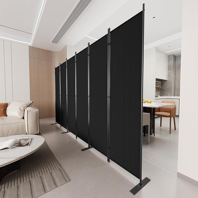 6-Panel 6FT Folding Room Divider Black Privacy Screen Partition Wall Office