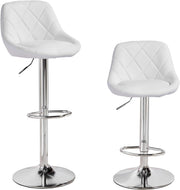 Set of 2 Adjustable Swivel Bar Stools – White Rectangular