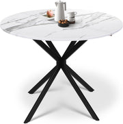 Folding Round Drop Leaf Dining Table Marble Effect Small Space Kitchen