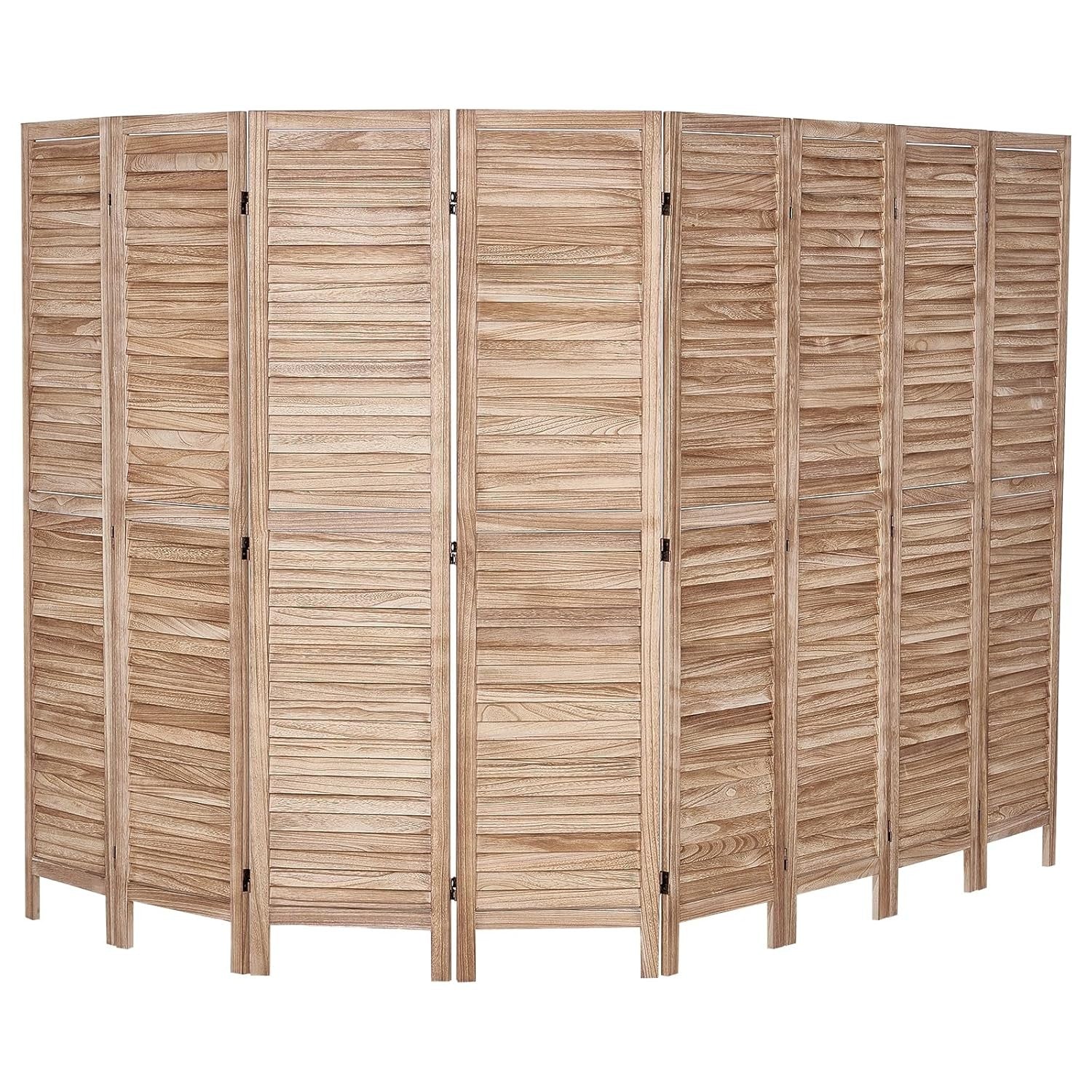 8 Panel Natural Wood Folding Room Divider Privacy Screen 320x170cm
