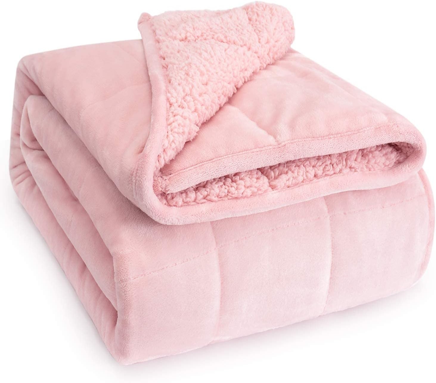 7kg Weighted Blanket Pink Sherpa Plush Fleece 120x180cm Sofa Bed