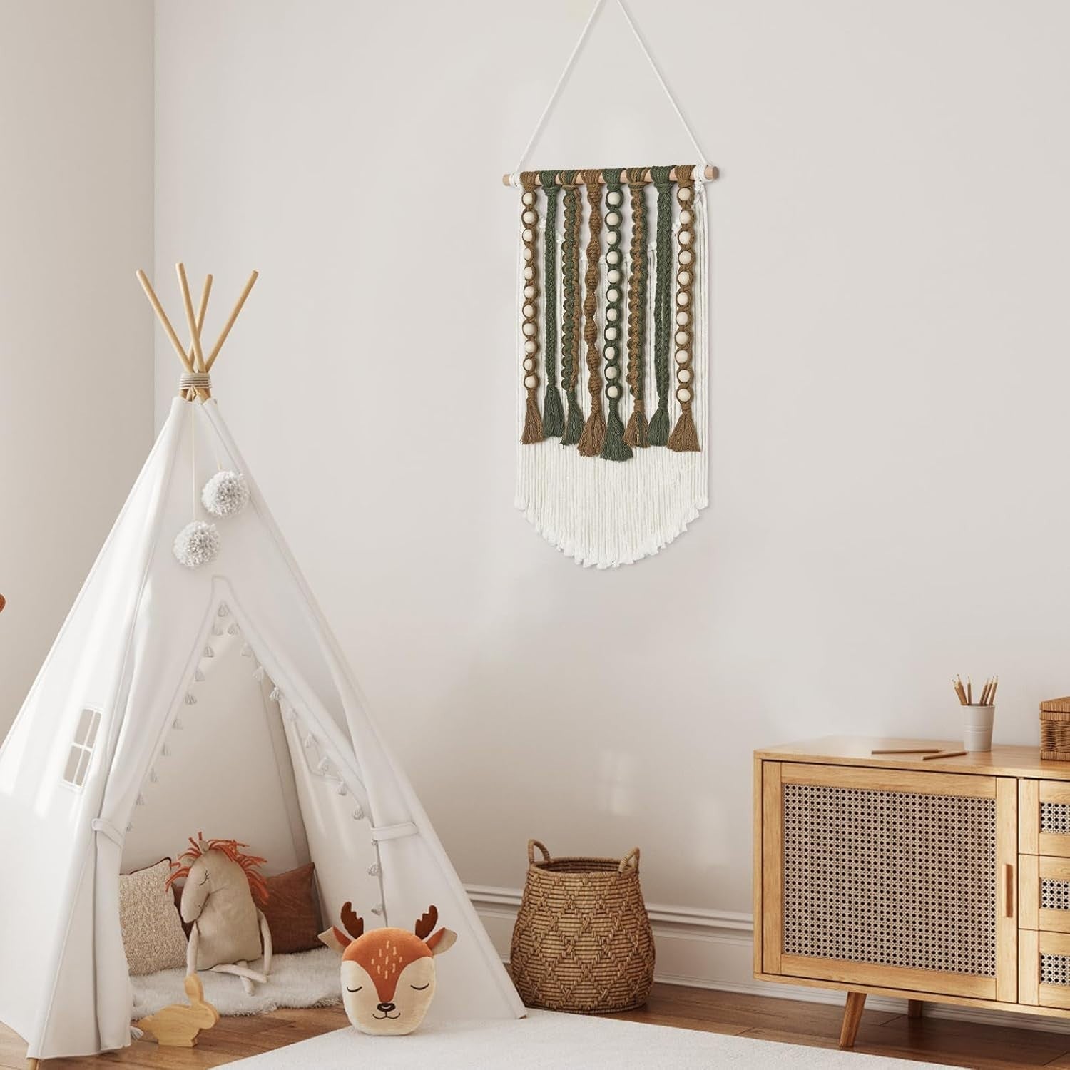Small Boho Macrame Wall Hanging 12"x20" Tassel Tapestry Decor
