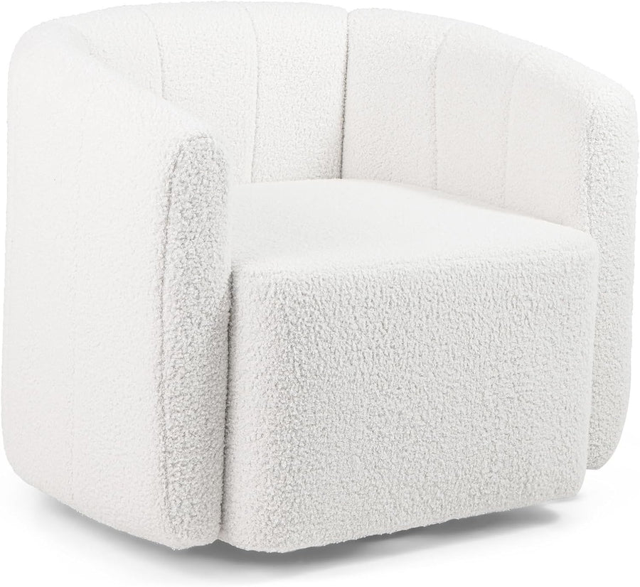 White Sherpa Swivel Accent Chair 360° Barrel Armchair Lounge Sofa