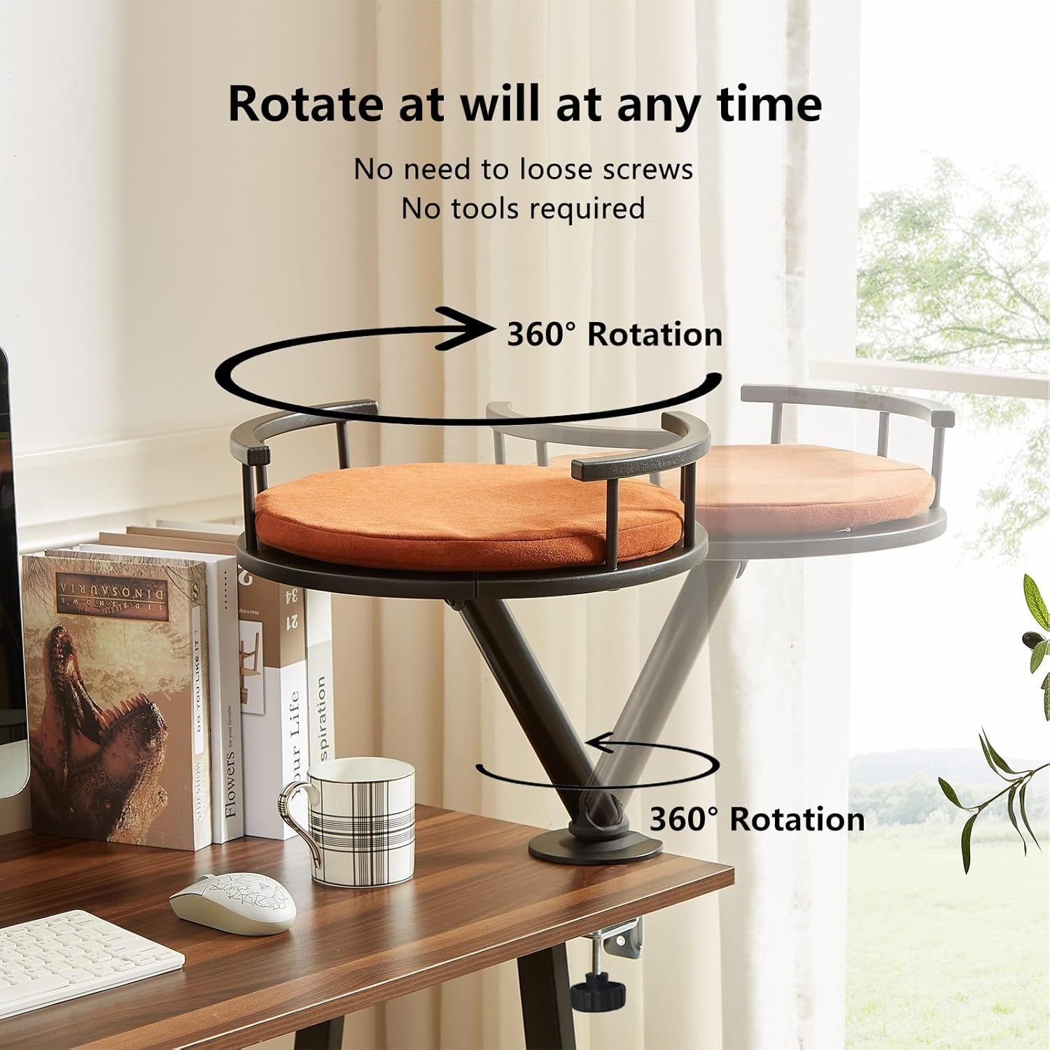 Rotating Desk Cat Bed Elevated Cat Hammock Clamp On Cat Perch