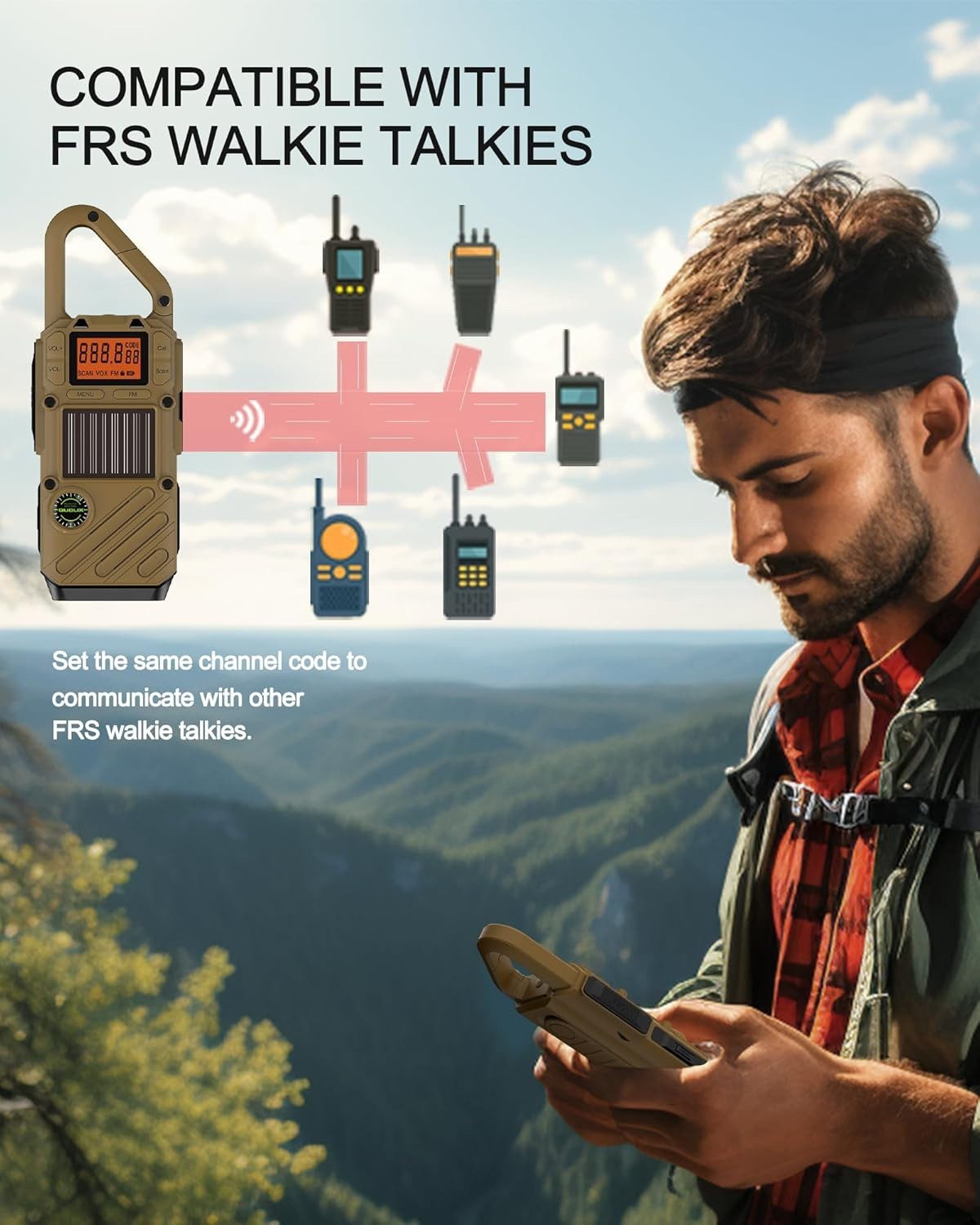 Emergency Weather Walkie Talkies NOAA Solar Crank USB SOS Flashlight