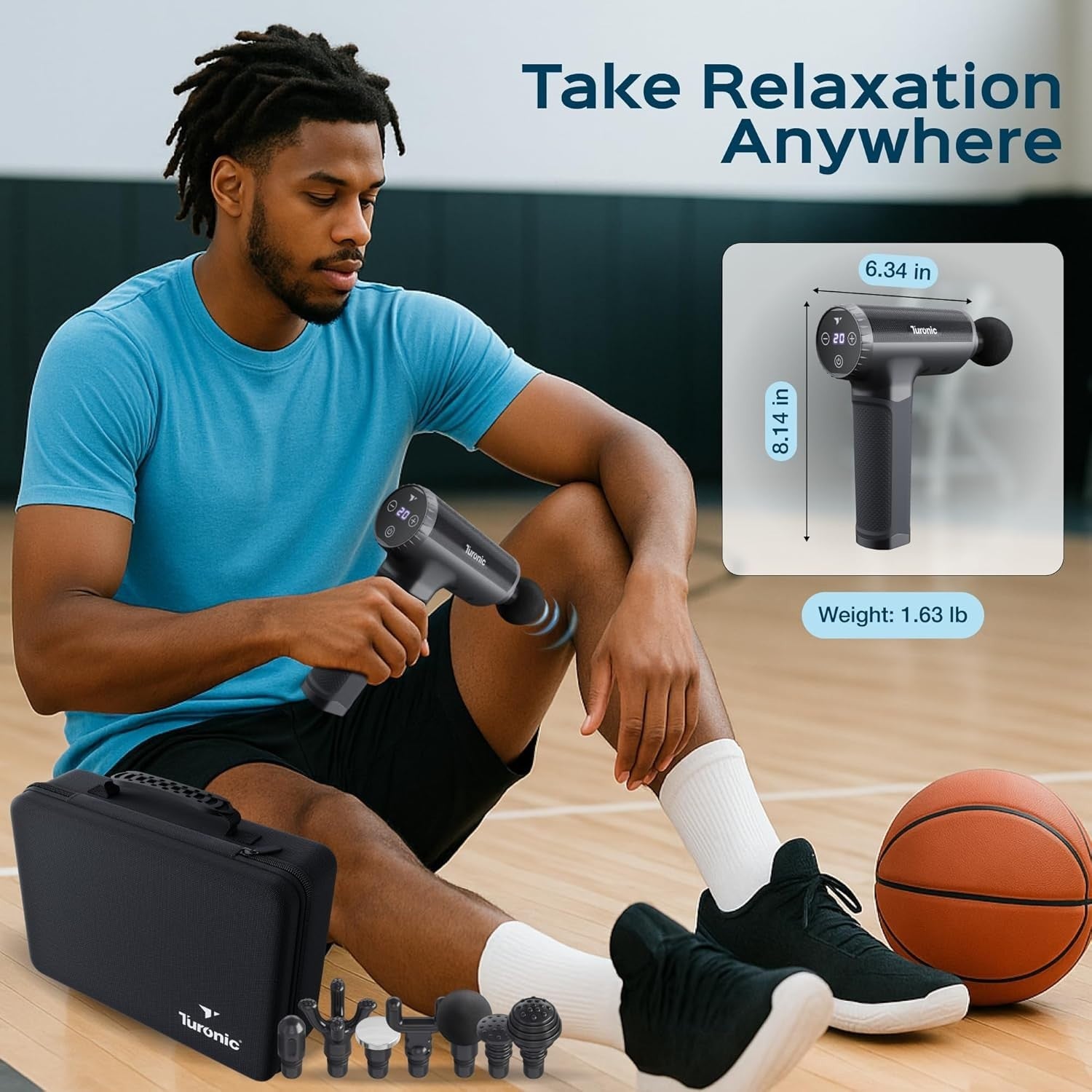 Deep Tissue Massage Gun Powerful Percussion Muscle Therapy 20 Speeds 7 Heads