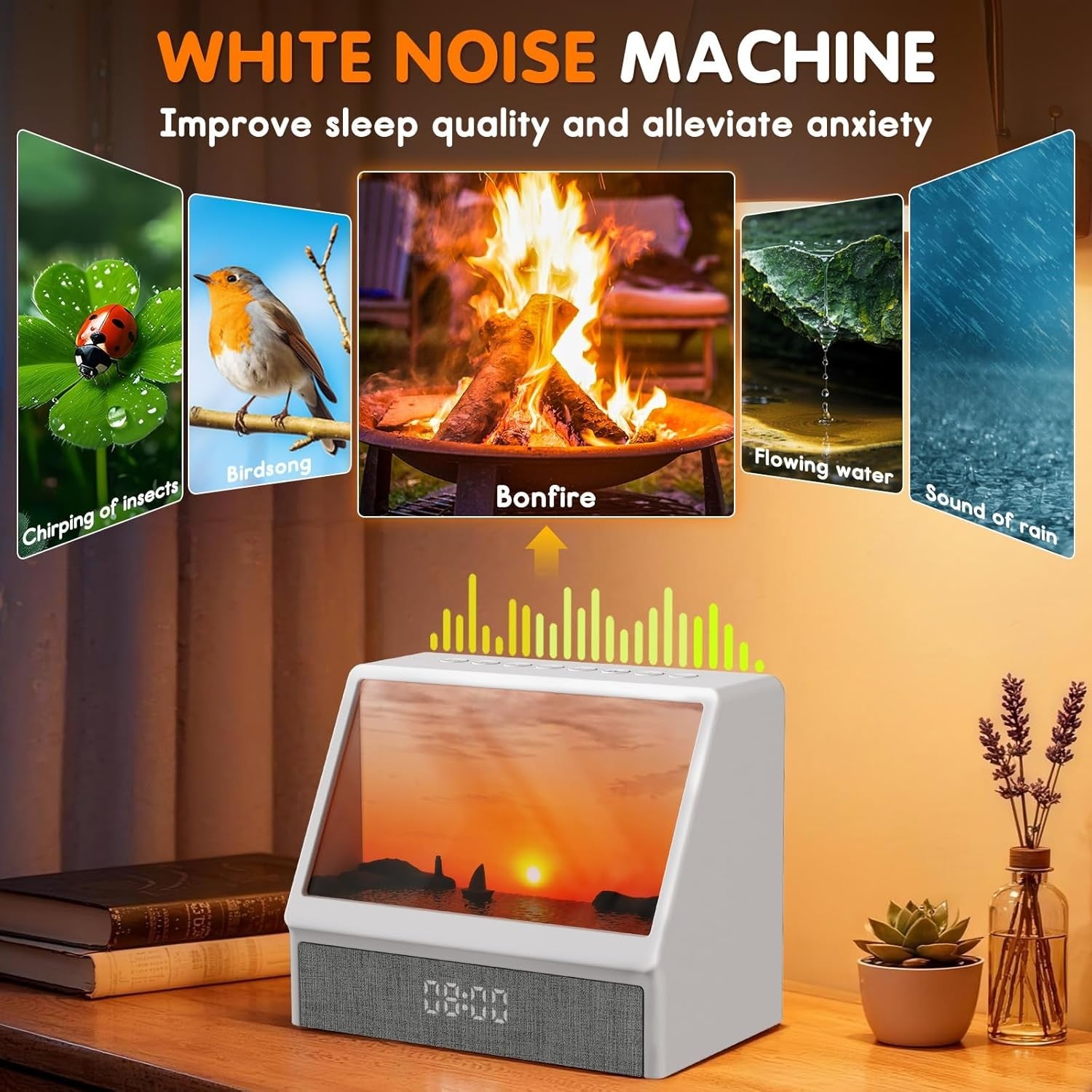 Sunrise Alarm Clock White Noise Wake Up Light Bluetooth Speaker Remote