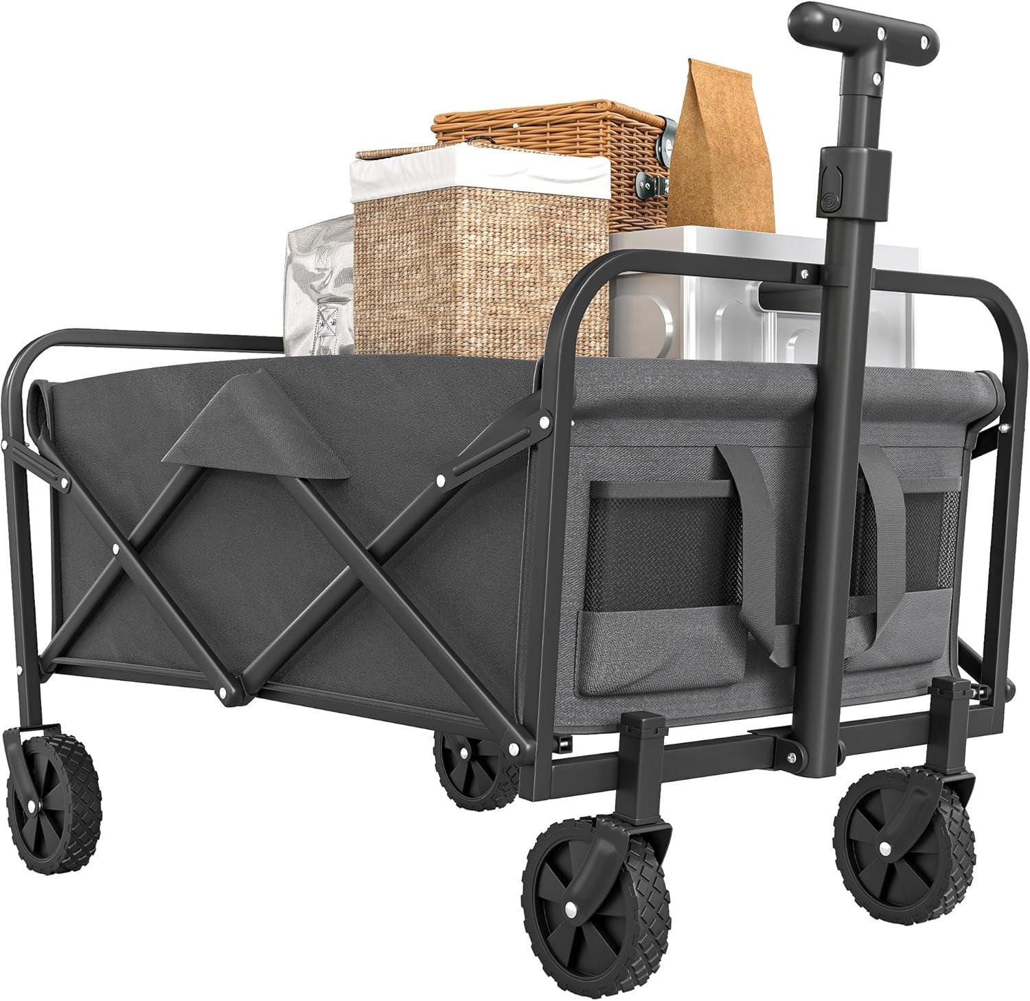 Grey Folding Festival Trolley 62L Heavy Duty Garden Camping Beach Wagon 120kg