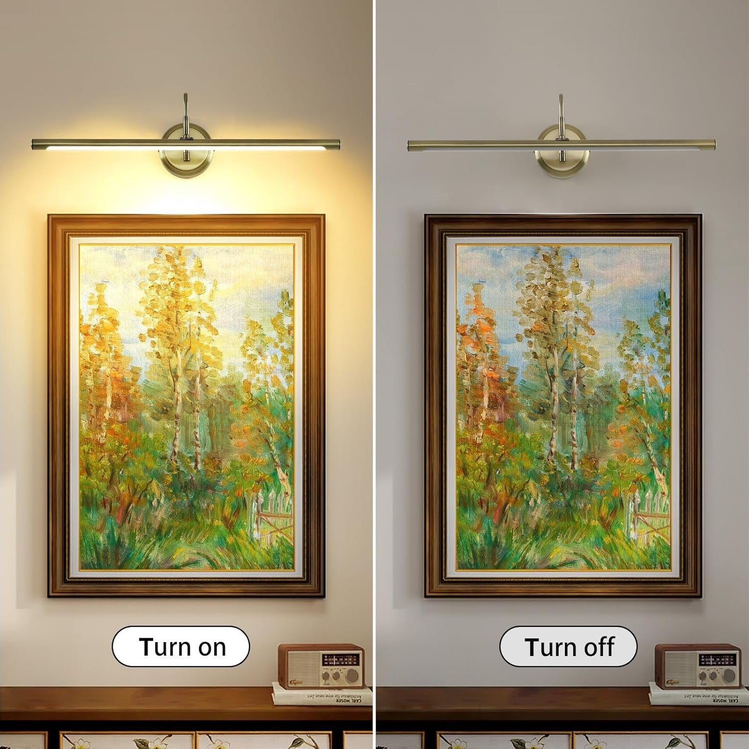 Dimmable LED Picture Light 24.4" Swing Arm, Antique Bronze Spotlight