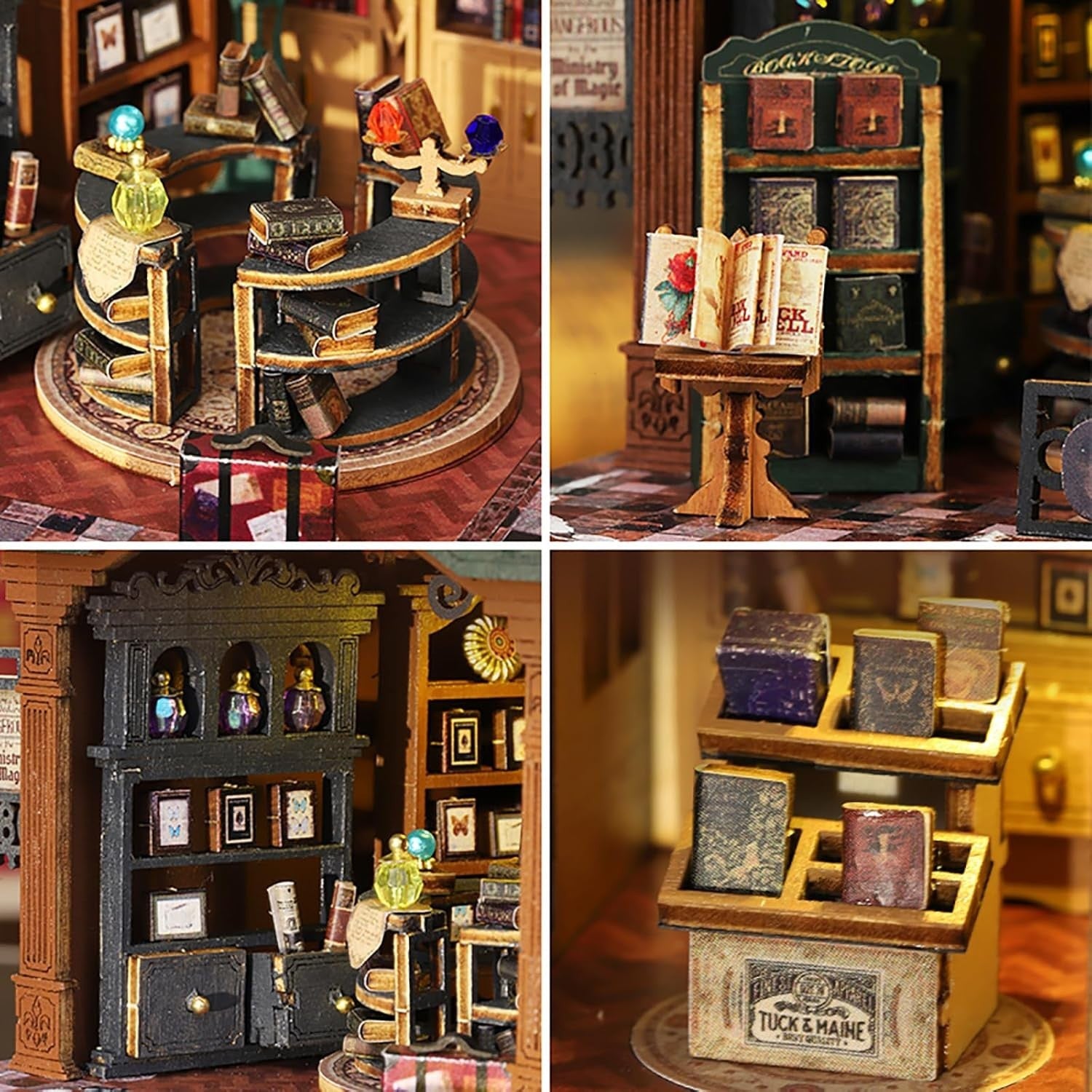 DIY Book Nook Kit Twilight Bookstore Miniature Dollhouse LED Bookend