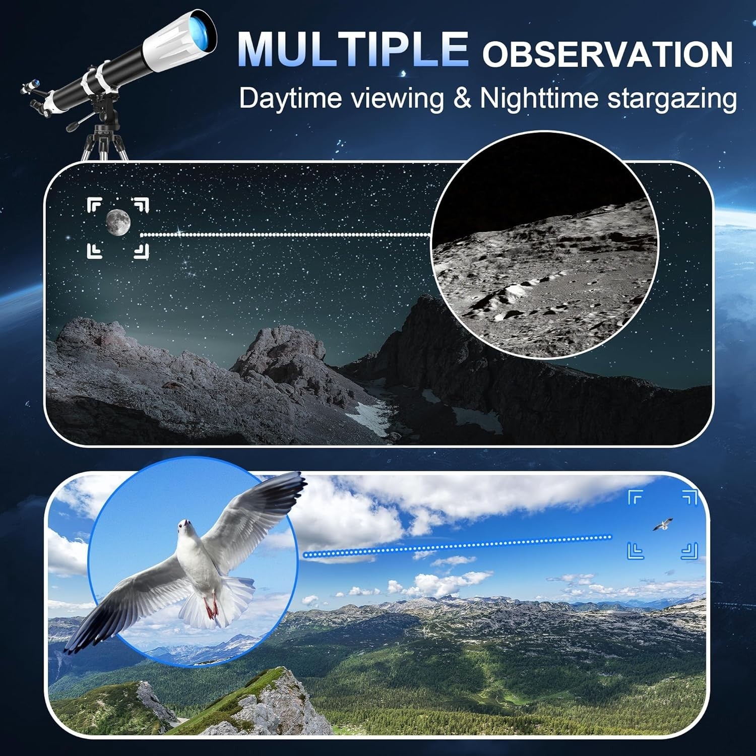 90mm Aperture 900mm Refractor Telescope for Adults & Beginners with Tripod