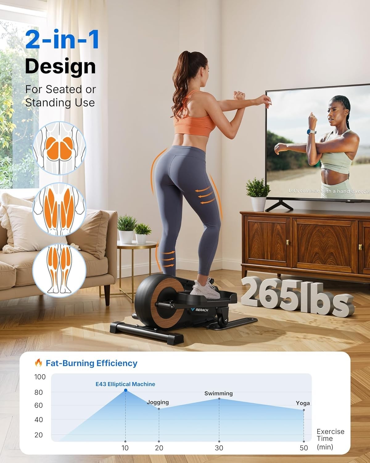 Under Desk Electric Mini Elliptical Quiet Seated Pedal Exerciser Portable