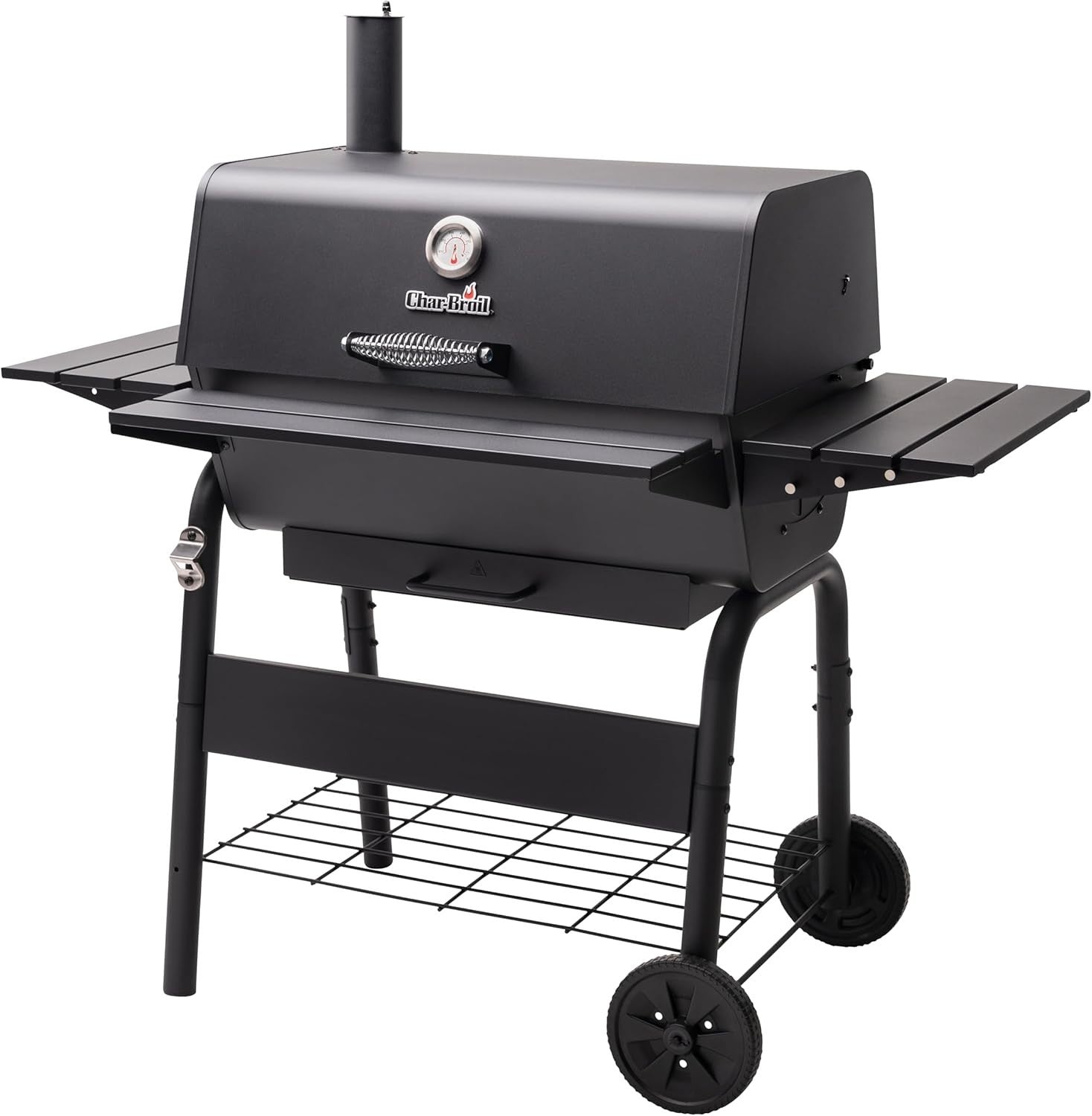 Large Charcoal BBQ Grill with Adjustable Grate & Side Shelf | Outdoor Smoker
