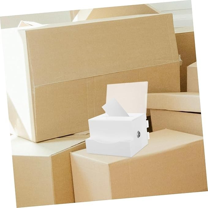 Lockable Acrylic Suggestion Donation Box White | Secure Ballot Tip Fundraiser