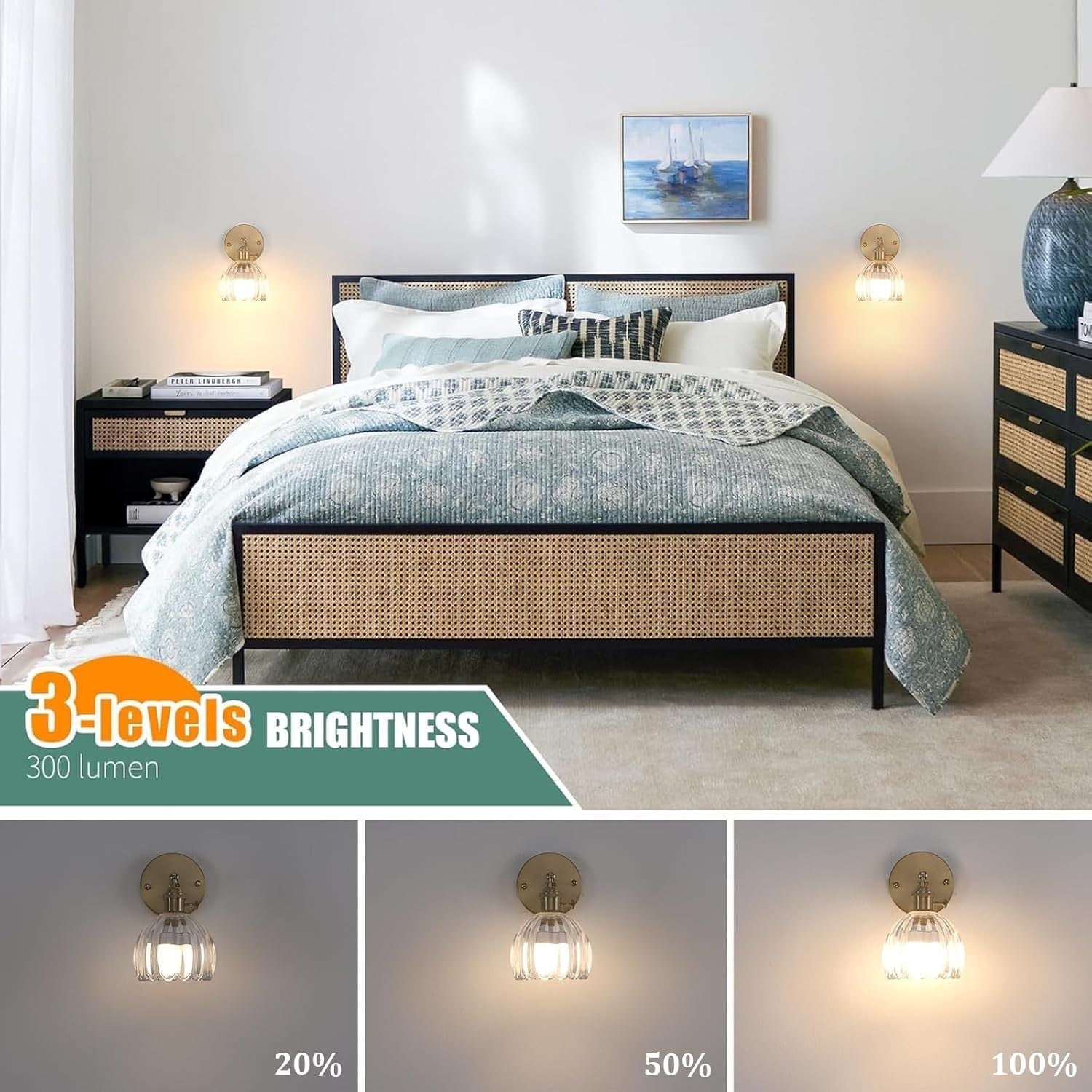 Wireless Rechargeable Wall Sconce with Remote, 12 RGB Colors & Dimmable