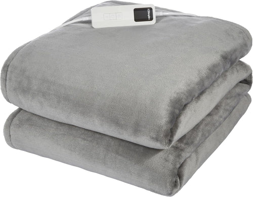 Electric Heated Throw Blanket Fast Heat 9 Settings Timer Washable Grey