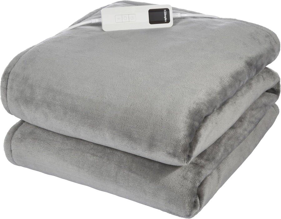 Electric Heated Throw Blanket Fast Heat 9 Settings Timer Washable Grey