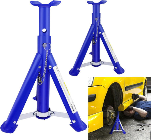 Pair of 3 Ton Axle Stands Heavy Duty Adjustable Folding Car Wheel Supports 408mm