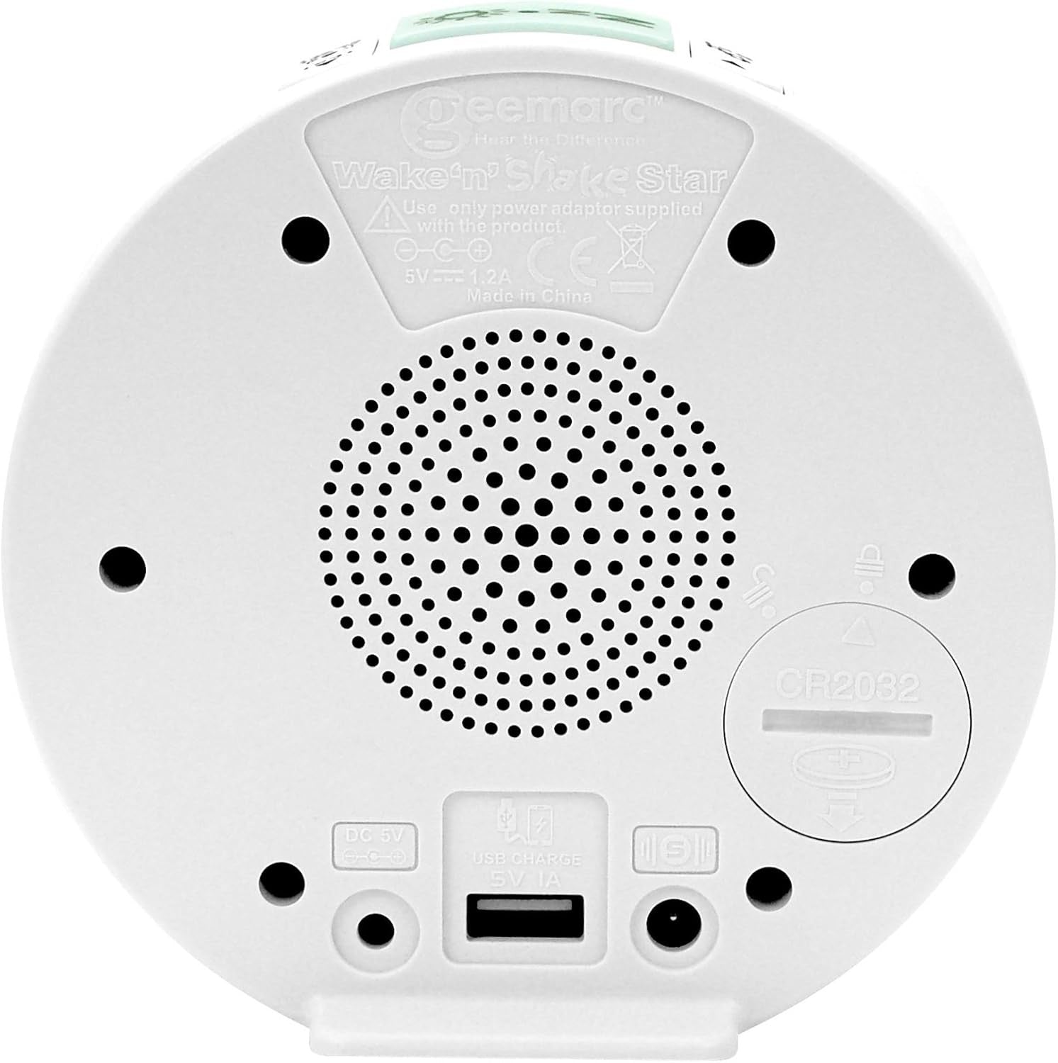 Loud Vibrating Alarm Clock with Bed Shaker LED Flash USB Charging White