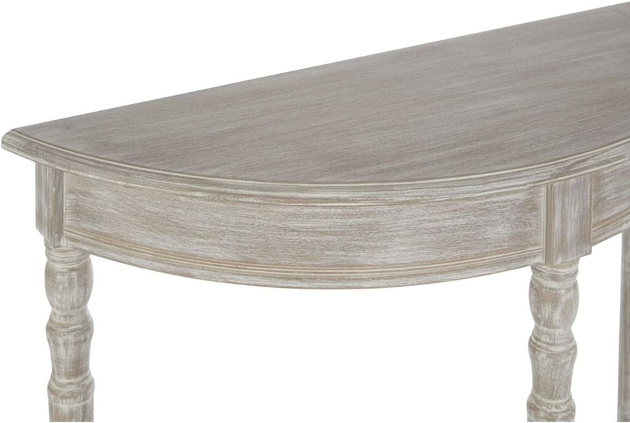 Slim Half Moon Console Table for Hallway, Narrow Oak Accent Table 80cm