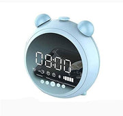 Blue Mini Alarm Clock Bluetooth Speaker Night Light Portable Loud Sound
