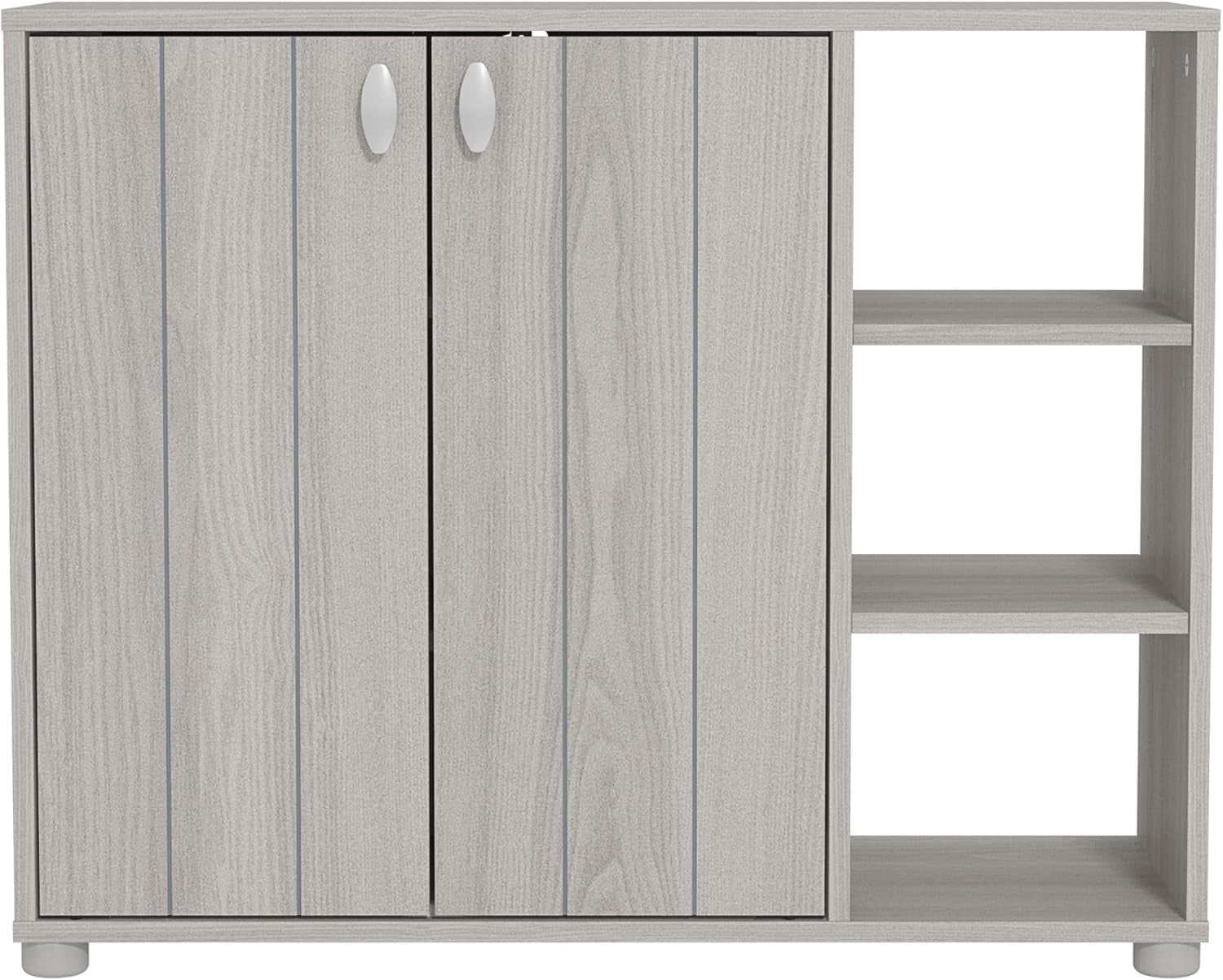Modern Shoe Storage Cabinet with Doors, Oak Finish, Fits 12 Pairs, Entryway