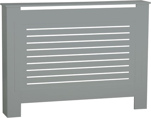 Grey Wooden Radiator Cover MDF Grill Shelf | Medium Modern Heater Cabinet 111cm
