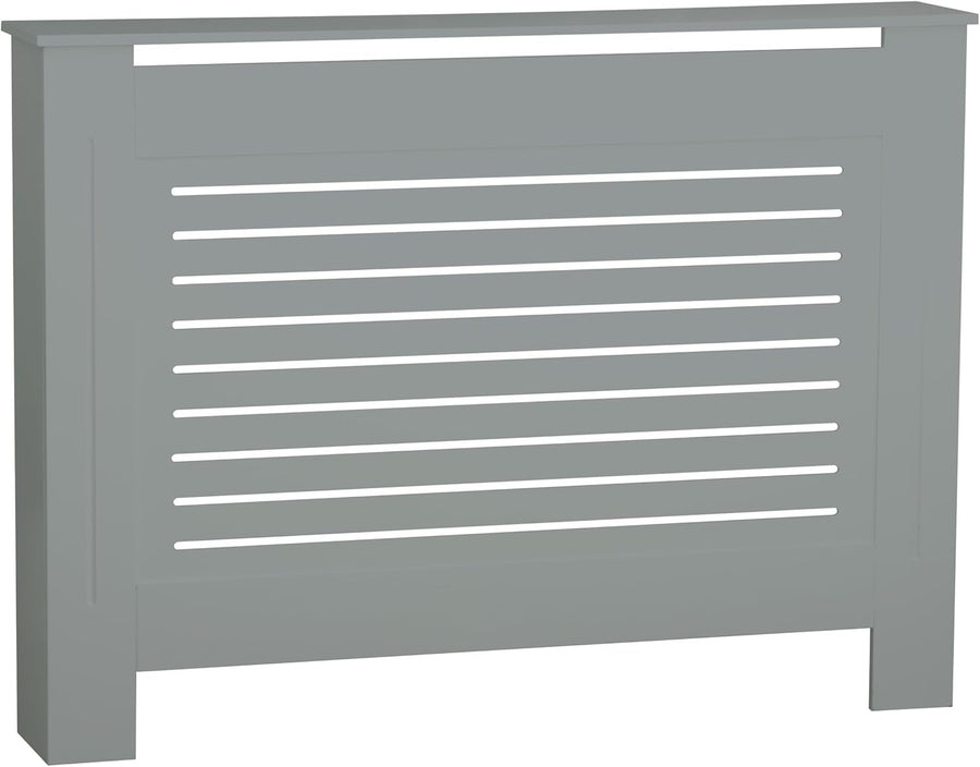 Grey Wooden Radiator Cover MDF Grill Shelf | Medium Modern Heater Cabinet 111cm